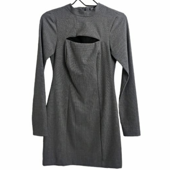 ZARA NWT Houndstooth Front Cut Out Mini Dress - Picture 4 of 5